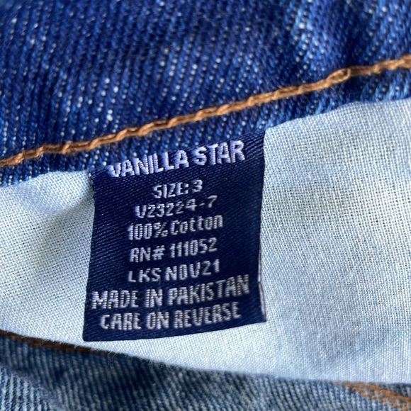 Vanilla Star 90s Straight Jean Blue Distressed High Waisted Denim Short 26/3 - Picture 16 of 17